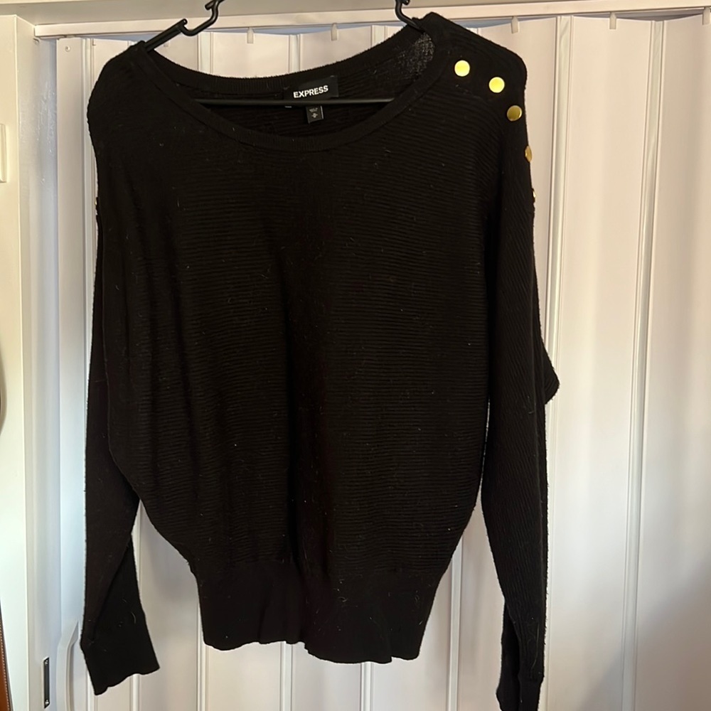 [Express] Novelty Button Dolman Sweater